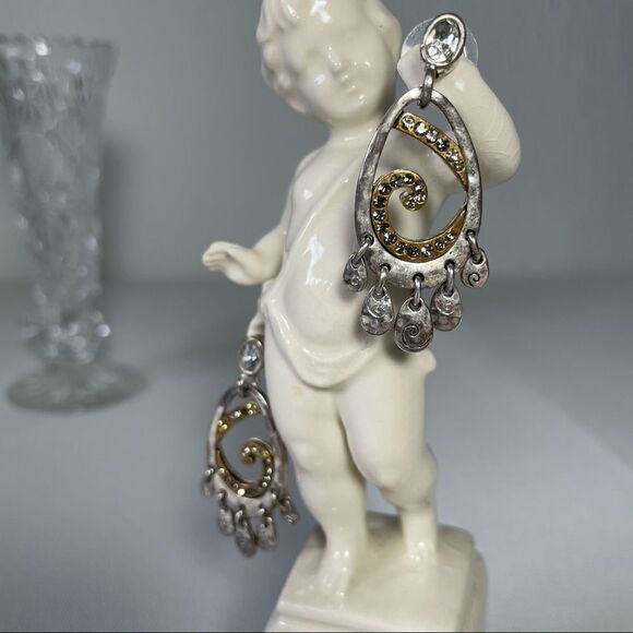 Dripping Glam gold silver and crystal earrings - Picture 4 of 9